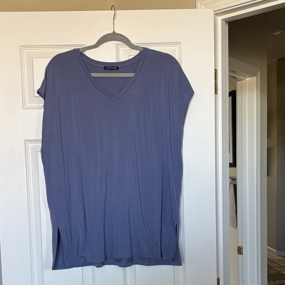 Eileen Fisher Soft Blue V-Neck Tee
